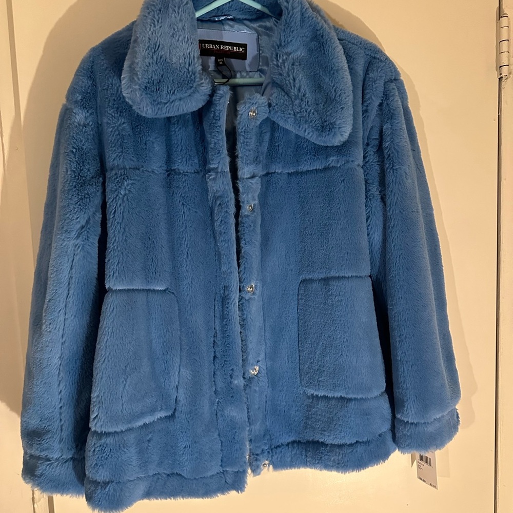 Urban Republic Women's Blue Teddy Jacket